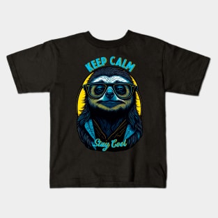 Keep calm stay cool sloth cute Kids T-Shirt